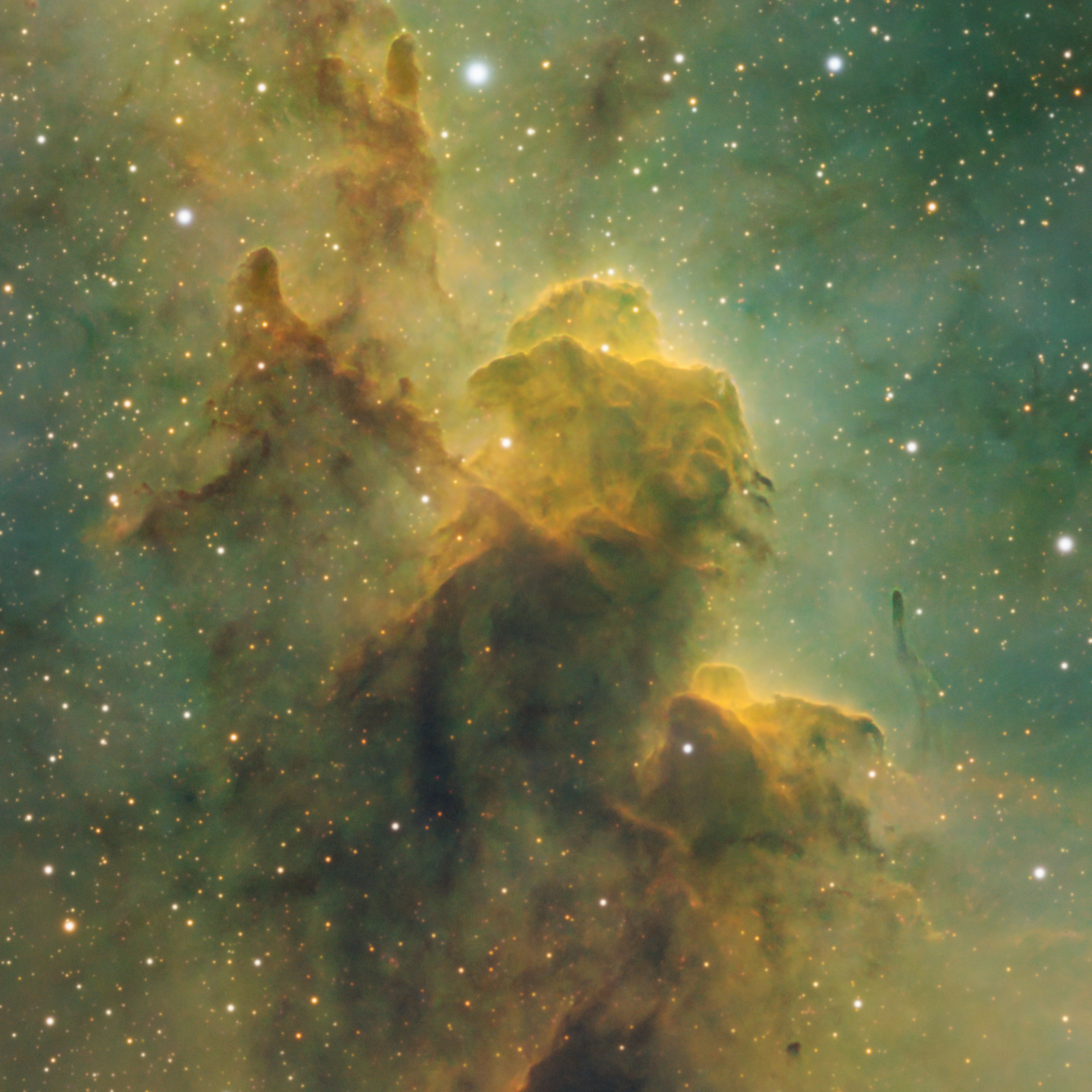 Detailaufnahme weiterer Staubsäulen und Ionisationsfronten innerhalb von IC 1396