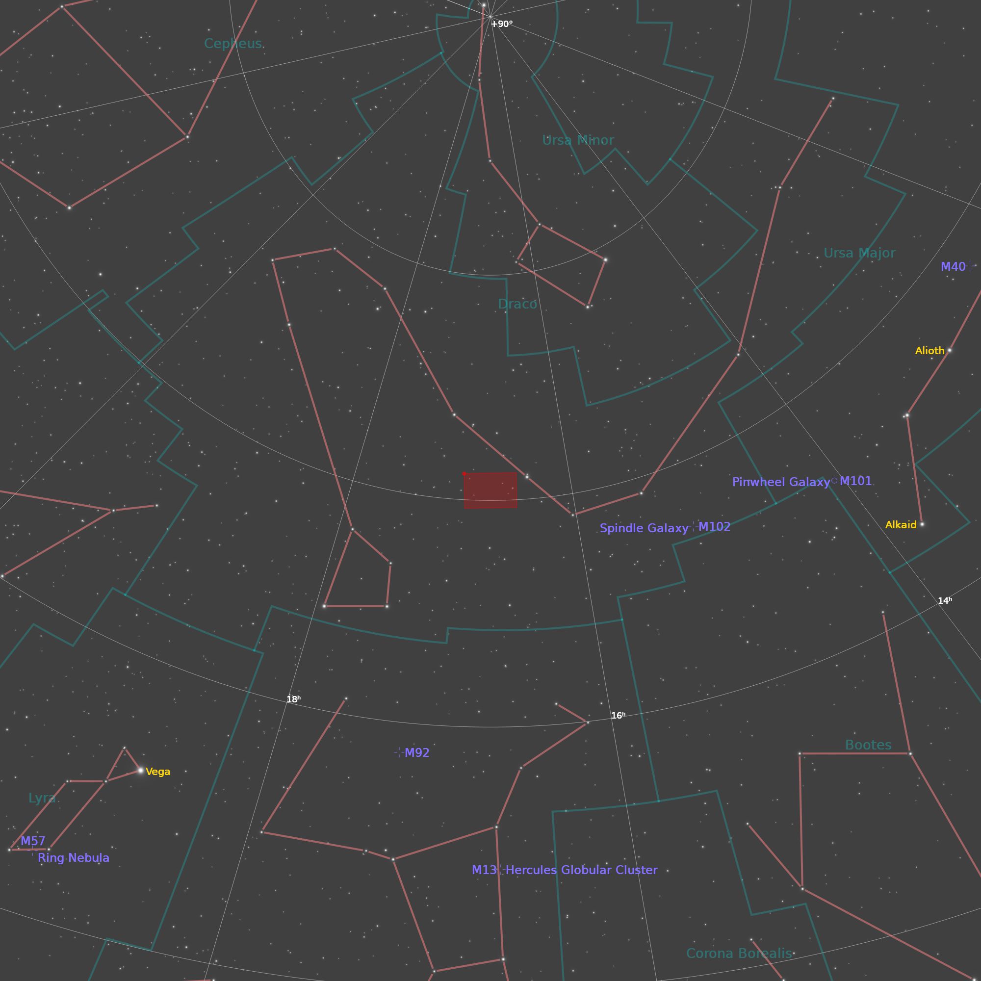 Lage von LBN 406 im Sternbild Drache